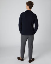 Load image into Gallery viewer, N.Peal Men&#39;s Double Breasted Ribbed Cashmere Cardigan Navy Blue
