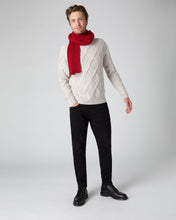 Load image into Gallery viewer, N.Peal Men&#39;s Oversized Cable Funnel Neck Cashmere Jumper Snow Grey
