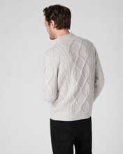 Load image into Gallery viewer, N.Peal Men&#39;s Oversized Cable Funnel Neck Cashmere Jumper Snow Grey
