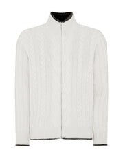 Load image into Gallery viewer, N.Peal Men&#39;s Fur Lined Cable Cashmere Jacket Snow Grey
