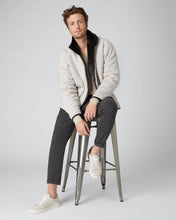 Load image into Gallery viewer, N.Peal Men&#39;s Fur Lined Cable Cashmere Jacket Snow Grey
