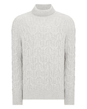 Load image into Gallery viewer, N.Peal Men&#39;s Textured Cable Roll Neck Cashmere Jumper Fumo Grey
