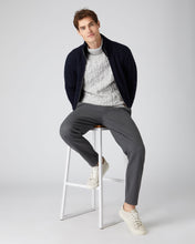 Load image into Gallery viewer, N.Peal Men&#39;s Textured Cable Roll Neck Cashmere Jumper Fumo Grey
