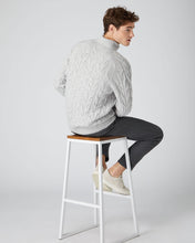 Load image into Gallery viewer, N.Peal Men&#39;s Textured Cable Roll Neck Cashmere Jumper Fumo Grey
