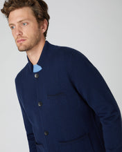 Load image into Gallery viewer, N.Peal Men&#39;s Houndstooth Milano Cashmere Jacket Navy Blue
