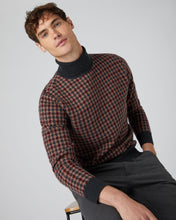 Load image into Gallery viewer, N.Peal Men&#39;s Houndstooth Roll Neck Cashmere Jumper Coconut Brown
