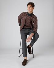 Load image into Gallery viewer, N.Peal Men&#39;s Houndstooth Roll Neck Cashmere Jumper Coconut Brown
