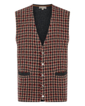 Load image into Gallery viewer, N.Peal Men&#39;s Houndstooth Milano Cashmere Waistcoat Coconut Brown

