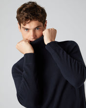 Load image into Gallery viewer, N.Peal Men&#39;s Turtle Neck Cashmere Jumper Navy Blue
