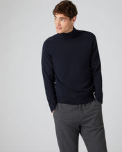 Load image into Gallery viewer, N.Peal Men&#39;s Turtle Neck Cashmere Jumper Navy Blue
