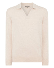 Load image into Gallery viewer, N.Peal Men&#39;s Cashmere Polo Jumper Heather Beige Brown
