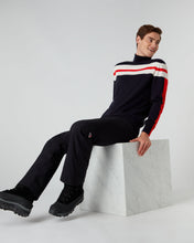 Load image into Gallery viewer, N.Peal Men&#39;s Roll Neck Stripe Jumper Navy Blue

