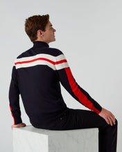 Load image into Gallery viewer, N.Peal Men&#39;s Roll Neck Stripe Jumper Navy Blue
