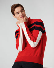 Load image into Gallery viewer, N.Peal Men&#39;s Roll Neck Stripe Jumper Red

