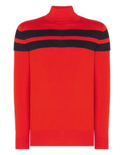 Load image into Gallery viewer, N.Peal Men&#39;s Roll Neck Stripe Jumper Red
