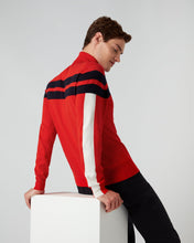 Load image into Gallery viewer, N.Peal Men&#39;s Roll Neck Stripe Jumper Red
