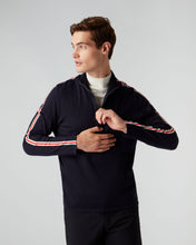 Load image into Gallery viewer, N.Peal Men&#39;s Stripe Half Zip Jumper Navy Blue
