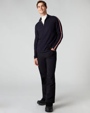 Load image into Gallery viewer, N.Peal Men&#39;s Stripe Half Zip Jumper Navy Blue
