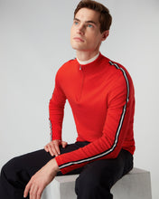 Load image into Gallery viewer, N.Peal Men&#39;s Stripe Half Zip Jumper Red
