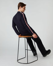 Load image into Gallery viewer, N.Peal Men&#39;s Stripe Full Zip Jumper Navy Blue
