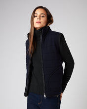 Load image into Gallery viewer, N.Peal Women&#39;s Fur Lined Reversible Cashmere Gilet Navy Blue
