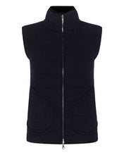 Load image into Gallery viewer, N.Peal Women&#39;s Fur Lined Reversible Cashmere Gilet Navy Blue
