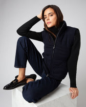 Load image into Gallery viewer, N.Peal Women&#39;s Fur Lined Reversible Cashmere Gilet Navy Blue
