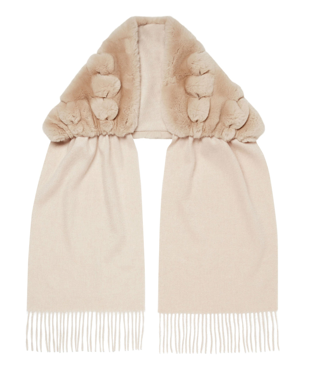 N.Peal Women's Rabbit Fur Scarf Heather Beige Brown