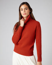 Load image into Gallery viewer, N.Peal Women&#39;s Chunky Roll Neck Jumper Dark Amber Orange
