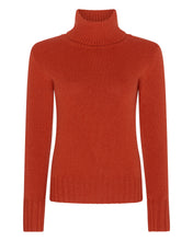 Load image into Gallery viewer, N.Peal Women&#39;s Chunky Roll Neck Jumper Dark Amber Orange
