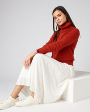 Load image into Gallery viewer, N.Peal Women&#39;s Chunky Roll Neck Jumper Dark Amber Orange
