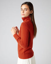Load image into Gallery viewer, N.Peal Women&#39;s Chunky Roll Neck Jumper Dark Amber Orange
