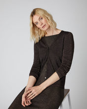 Load image into Gallery viewer, N.Peal Women&#39;s Superfine V Neck Cashmere Cardigan With Lurex Copper Brown Sparkle
