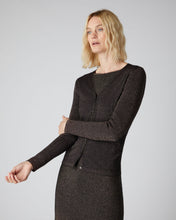 Load image into Gallery viewer, N.Peal Women&#39;s Superfine V Neck Cashmere Cardigan With Lurex Copper Brown Sparkle
