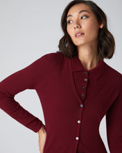 Load image into Gallery viewer, N.Peal Women&#39;s Superfine V Neck Cashmere Cardigan Red Velvet
