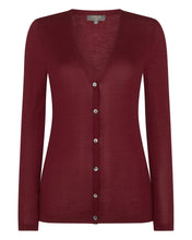 Load image into Gallery viewer, N.Peal Women&#39;s Superfine V Neck Cashmere Cardigan Red Velvet
