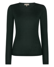 Load image into Gallery viewer, N.Peal Women&#39;s Superfine Long Sleeve Cashmere Top Midnight Green
