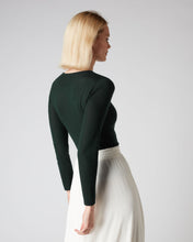 Load image into Gallery viewer, N.Peal Women&#39;s Superfine Long Sleeve Cashmere Top Midnight Green

