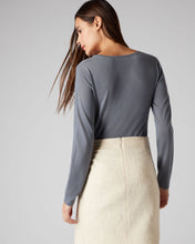 Load image into Gallery viewer, N.Peal Women&#39;s Superfine Long Sleeve Cashmere Top Steel Grey
