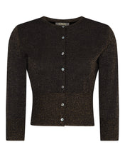 Load image into Gallery viewer, N.Peal Women&#39;s Superfine Cropped Cashmere Cardigan With Lurex Copper Brown Sparkle
