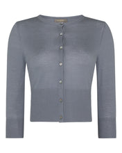 Load image into Gallery viewer, N.Peal Women&#39;s Superfine Cropped Cashmere Cardigan Steel Grey
