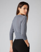 Load image into Gallery viewer, N.Peal Women&#39;s Superfine Cropped Cashmere Cardigan Steel Grey
