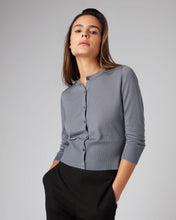 Load image into Gallery viewer, N.Peal Women&#39;s Superfine Cropped Cashmere Cardigan Steel Grey
