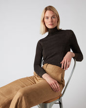 Load image into Gallery viewer, N.Peal Women&#39;s Superfine Roll Neck Cashmere Jumper With Lurex Copper Brown Sparkle
