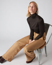 Load image into Gallery viewer, N.Peal Women&#39;s Superfine Roll Neck Cashmere Jumper With Lurex Copper Brown Sparkle
