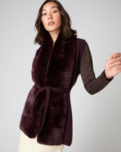 Load image into Gallery viewer, N.Peal Women&#39;s Fur Placket Milano Cashmere Gilet Plum Purple

