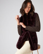 Load image into Gallery viewer, N.Peal Women&#39;s Fur Placket Milano Cashmere Gilet Plum Purple
