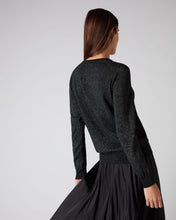 Load image into Gallery viewer, N.Peal Women&#39;s V Neck Cashmere Jumper With Lurex Black Sparkle
