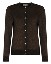 Load image into Gallery viewer, N.Peal Women&#39;s Round Neck Cashmere Cardigan With Lurex Copper Brown Sparkle
