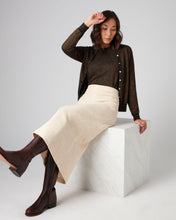 Load image into Gallery viewer, N.Peal Women&#39;s Round Neck Cashmere Cardigan With Lurex Copper Brown Sparkle
